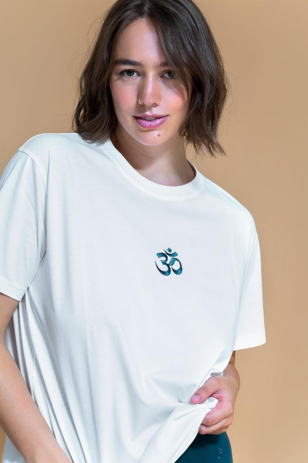 shambhala barcelona Camiseta Om Blanco Roto Mejor oferta