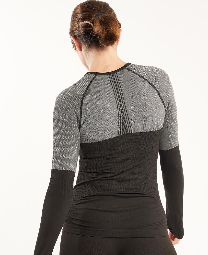 ﻿sport hg ANDOYA Camiseta de manga larga con fibra de carbono negro y gris Oferta especial de fábrica