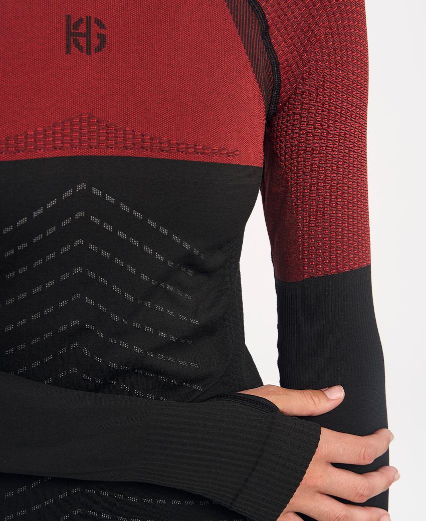 sport hg ANDOYA Camiseta de manga larga con fibra de carbono negro y rojo Liquidación