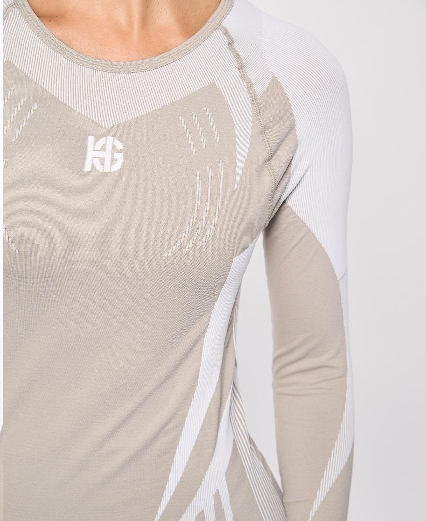 sport hg RAVEN Camiseta de manga larga con fibra de carbono blanco y camel Envío internacional gratuito