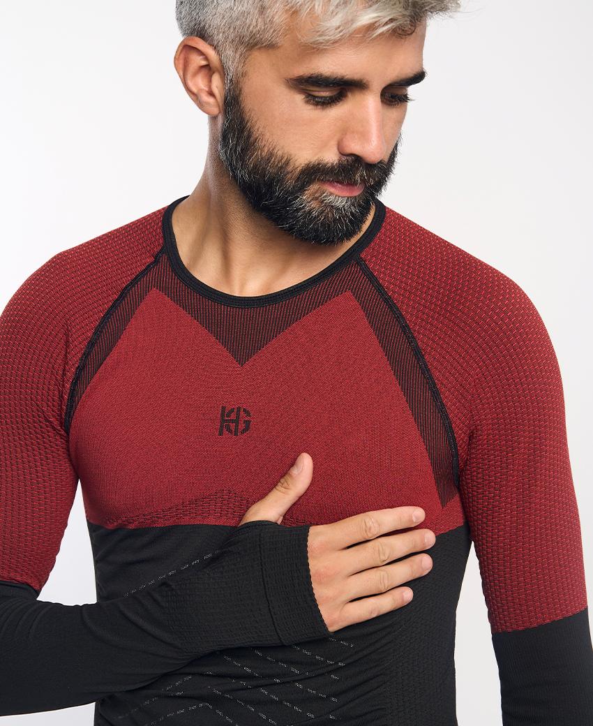 sport hg ANDOYA Camiseta de manga larga con fibra de carbono negro y rojo Envío gratis