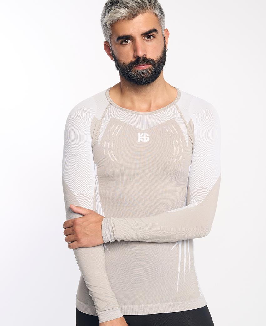 sport hg RAVEN Camiseta de manga larga con fibra de carbono blanco y camel Grandes ahorros