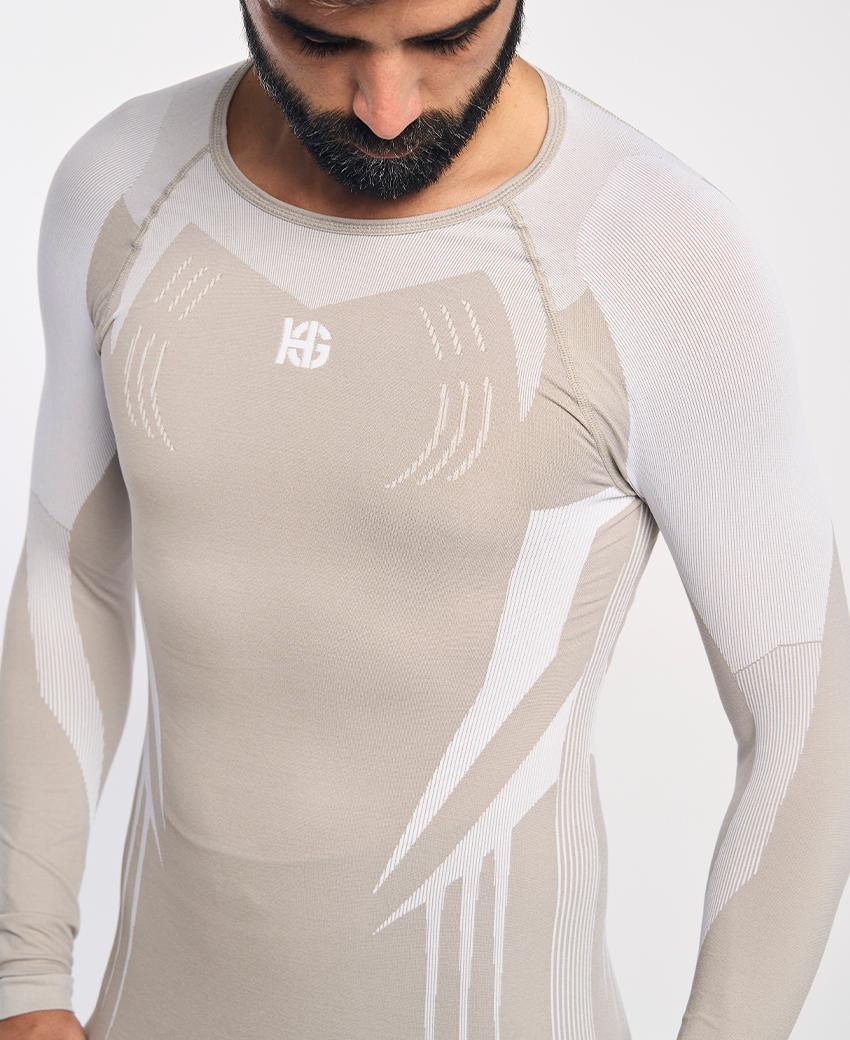 sport hg RAVEN Camiseta de manga larga con fibra de carbono blanco y camel Grandes ahorros