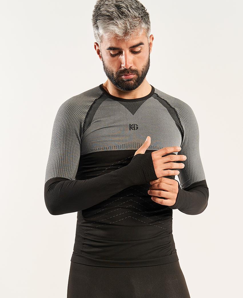 sport hg ANDOYA Camiseta de manga larga con fibra de carbono negro y gris Precio ultrabajo