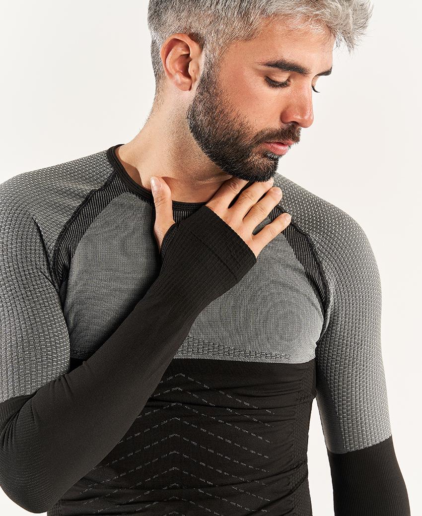 sport hg ANDOYA Camiseta de manga larga con fibra de carbono negro y gris Precio ultrabajo