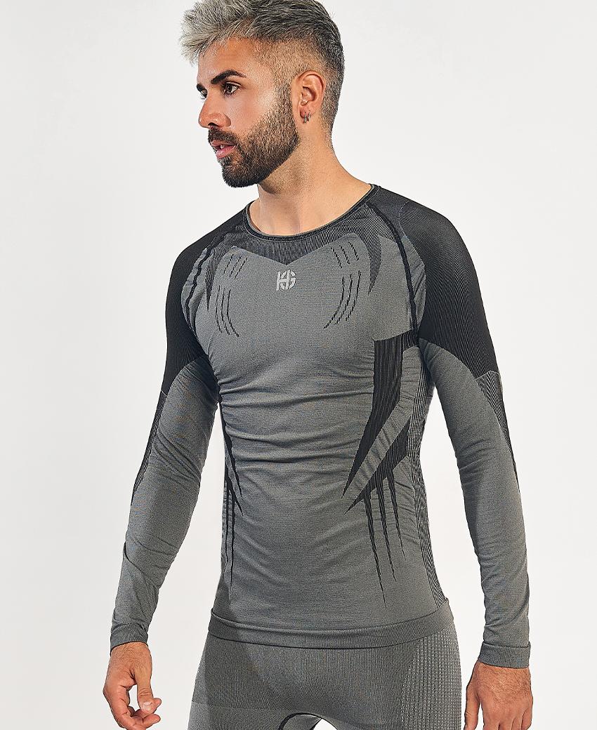sport hg RAVEN Camiseta de manga larga con fibra de carbono negro y gris Outlet