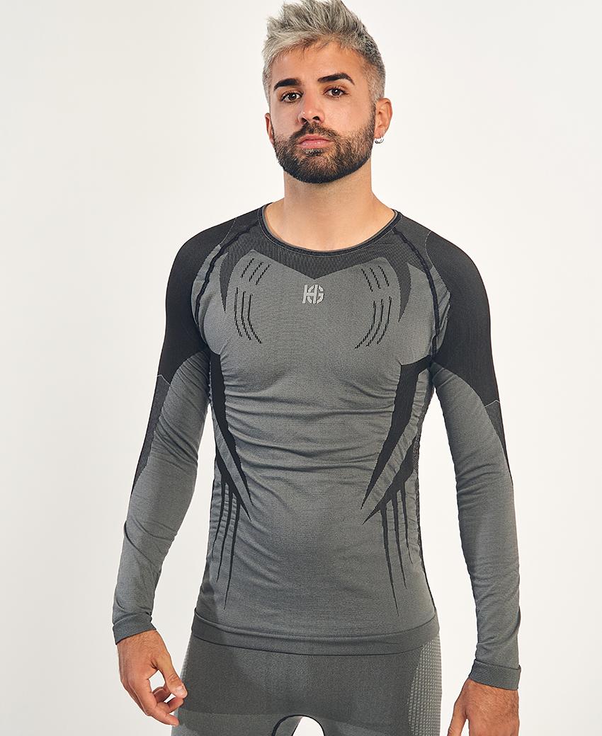 sport hg RAVEN Camiseta de manga larga con fibra de carbono negro y gris Outlet