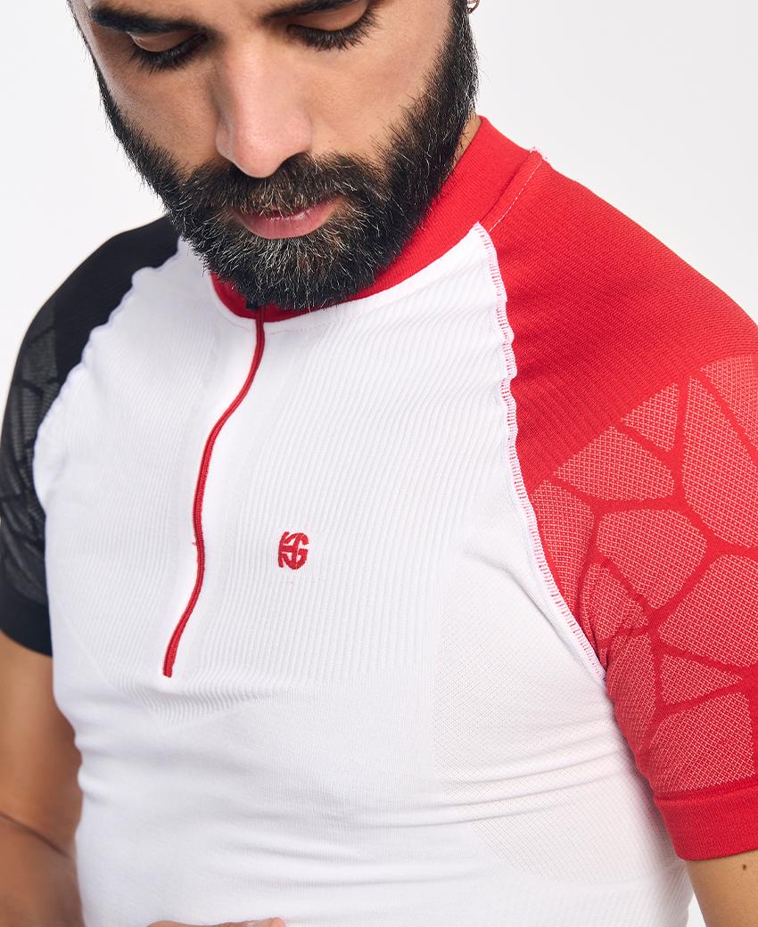 sport hg PRO TEAM Camiseta de manga corta con fibra de carbono blanco Outlet online