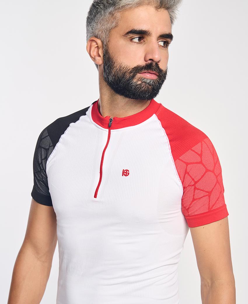 sport hg PRO TEAM Camiseta de manga corta con fibra de carbono blanco Outlet online