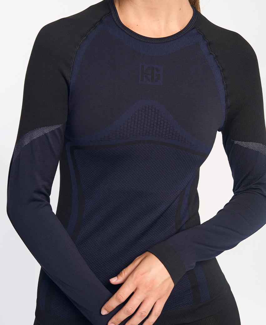 sport hg NORTH Camiseta de manga larga de doble capa negra y marino Liquidación