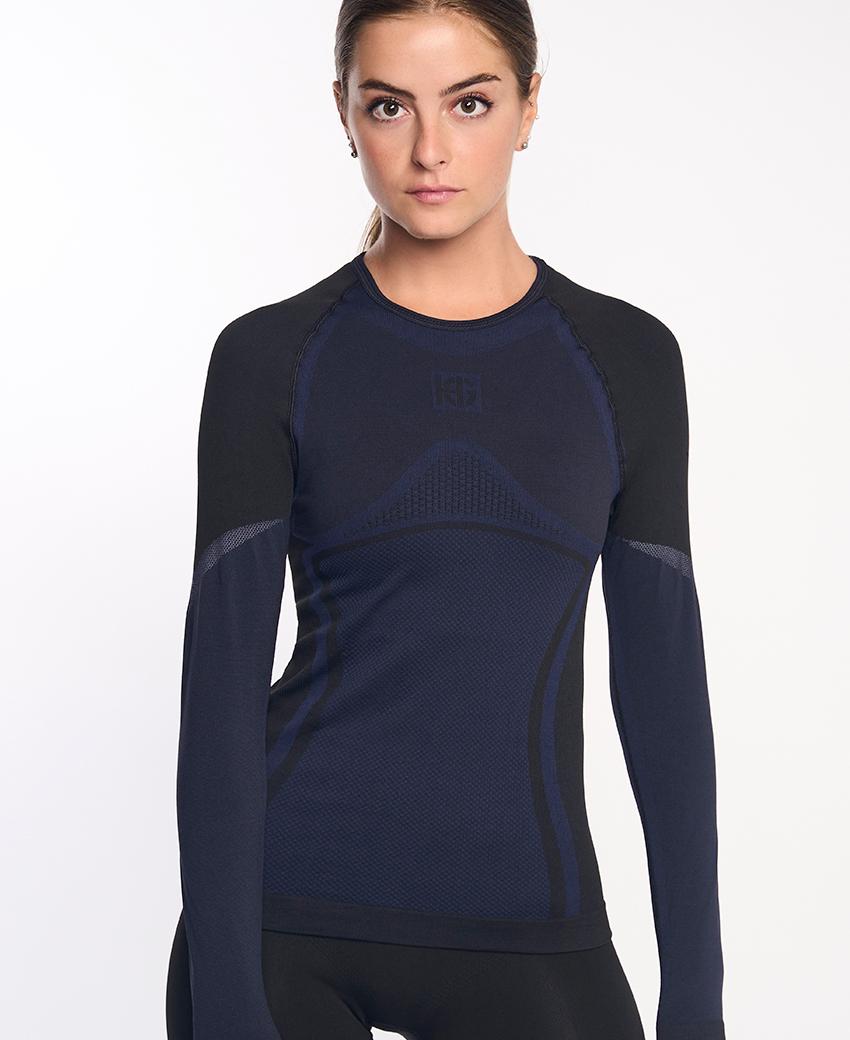 sport hg NORTH Camiseta de manga larga de doble capa negra y marino Liquidación