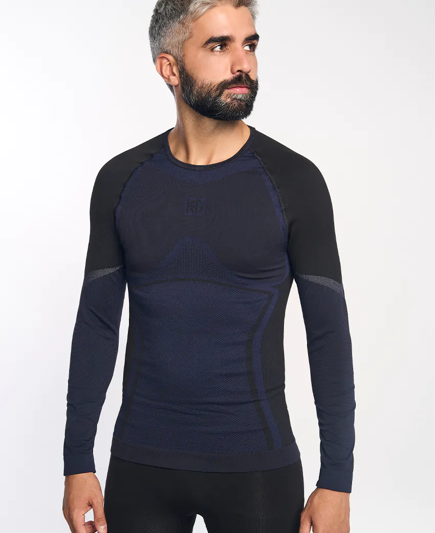 sport hg NORTH Camiseta de manga larga de doble capa negra y marino