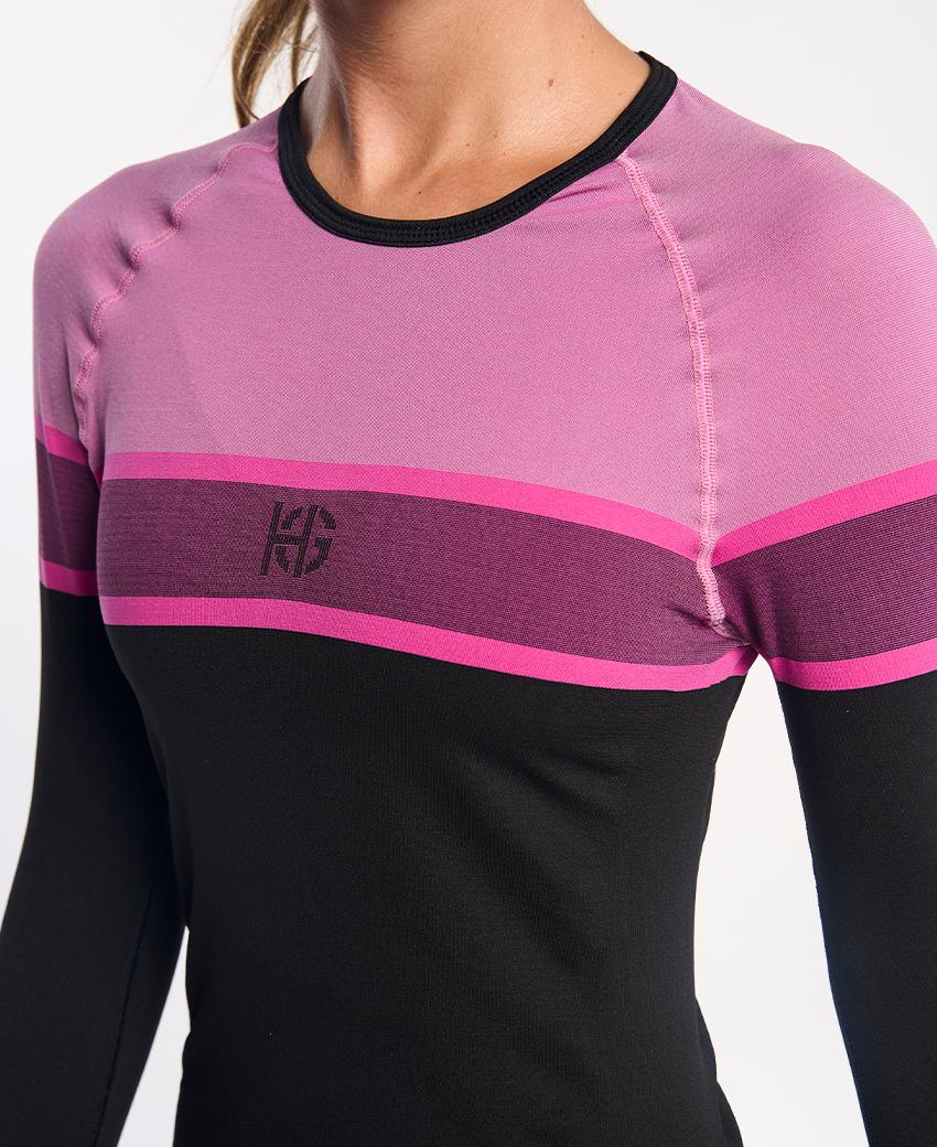sport hg DACTYL Camiseta de manga larga negra y fucsia En oferta