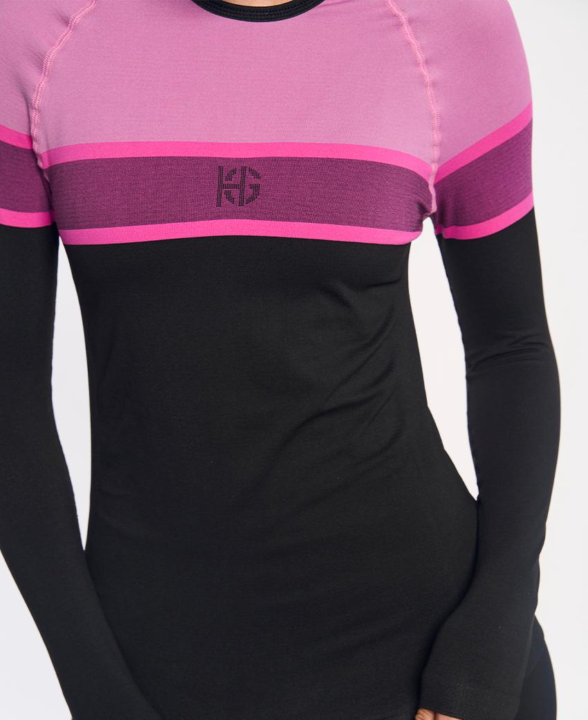 sport hg DACTYL Camiseta de manga larga negra y fucsia En oferta