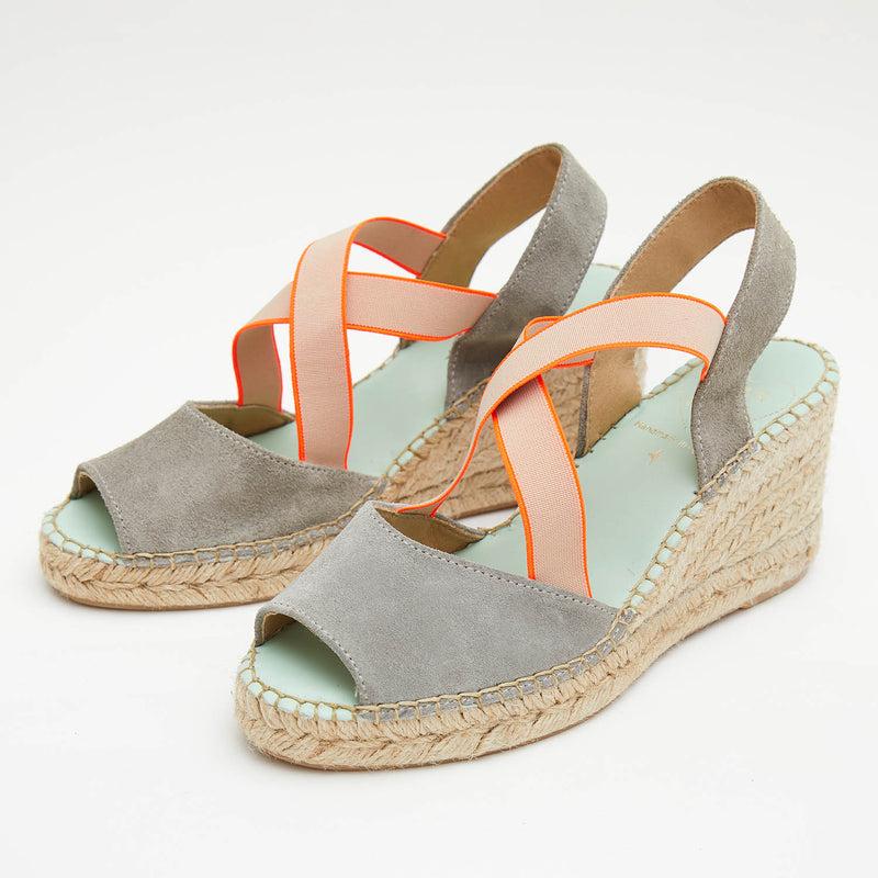 star love alpargata cuña mujer HATYSA121 NIQUEL/CORAL elásticos fluor Grandes descuentos