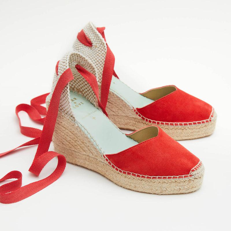 star love alpargata mujer cuña BETA ROJO cinta Ventas relámpago