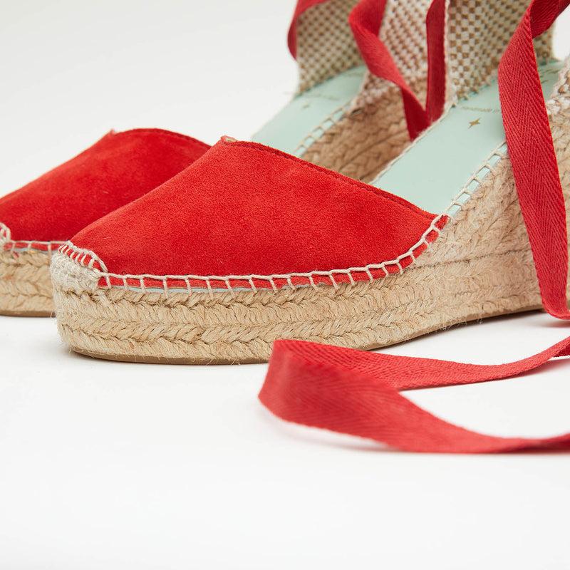 star love alpargata mujer cuña BETA ROJO cinta Ventas relámpago