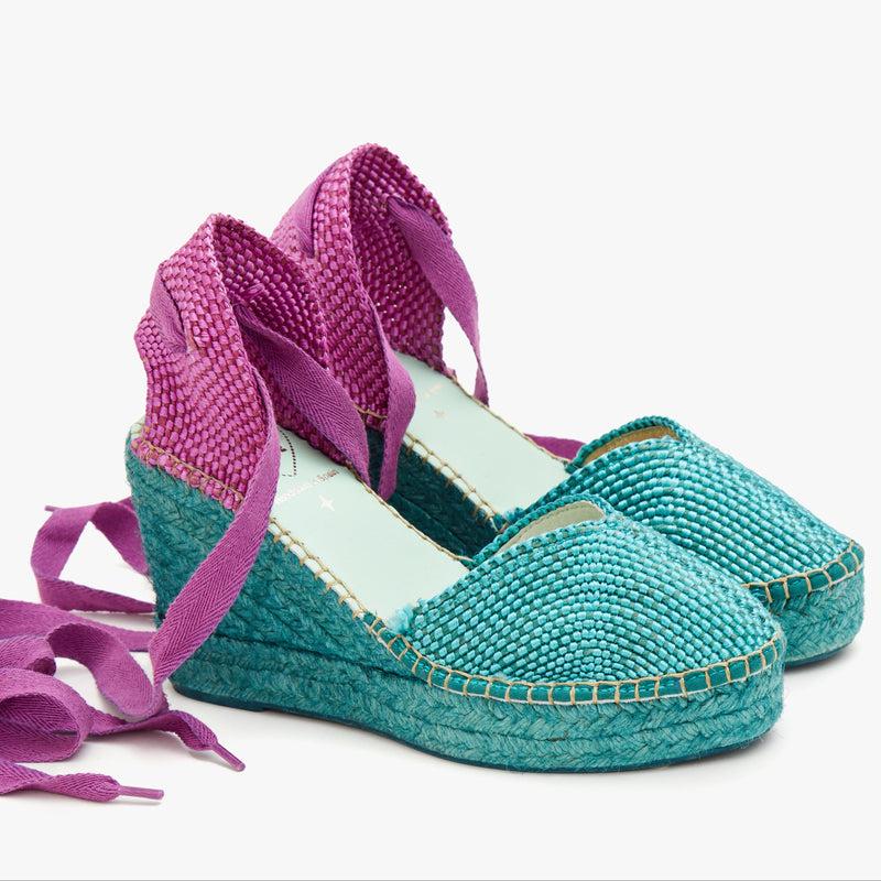 star love Alpargatas verdes con lazo morado | Beta Mejor oferta