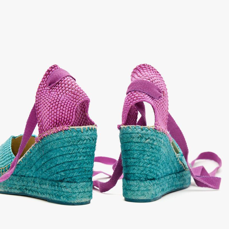 star love Alpargatas verdes con lazo morado | Beta Mejor oferta