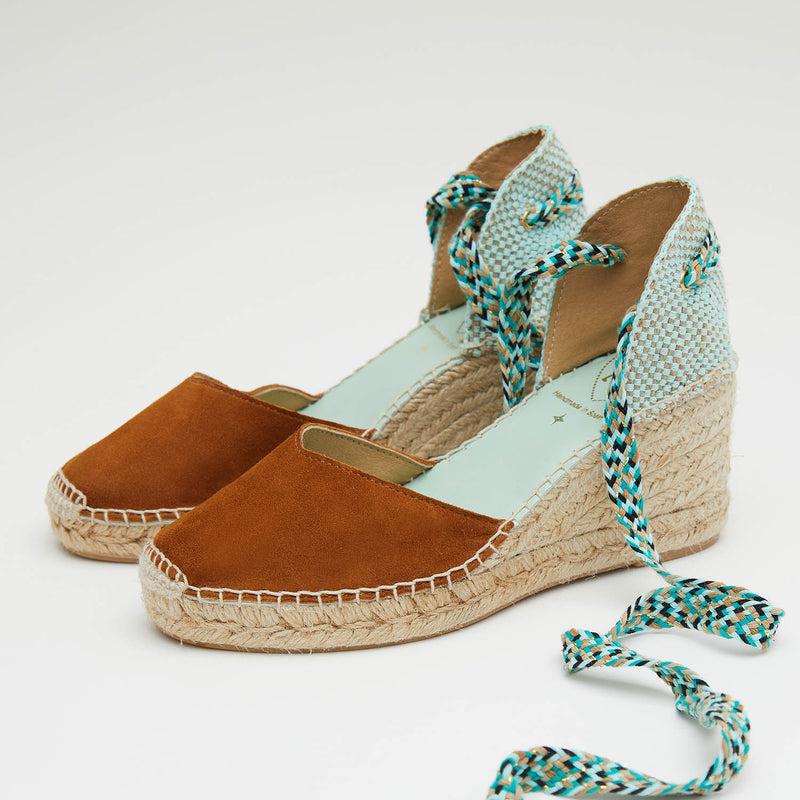 star love alpargata cuña mujer COLUMBA124 CUERO cintas Outlet