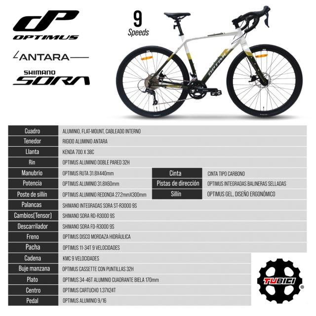 tubici BICICLETA GRAVEL OPTIMUS ANTARA 9 VELOCIDADES Descuento por venta flash