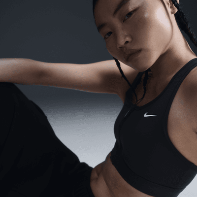 Nike Nike Swoosh Front ZipSujetador deportivo de sujeción media con almohadilla - Mujer En línea