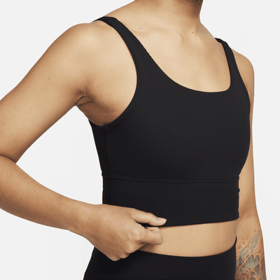 Nike Nike Zenvy RibSujetador deportivo de sujeción ligera sin almohadilla con escote alto - Mujer Rebajas