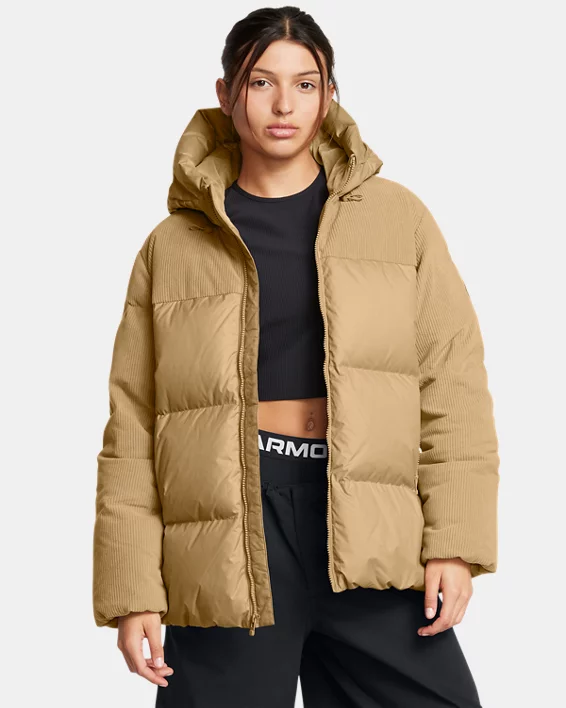 Under Armour Chaqueta acolchada de pana Limitless Down Oversized para mujer  