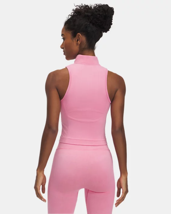 Under Armour Parte superior con cremallera de efecto lavado sin costuras ni mangas UA Vanish para mujer   Tienda