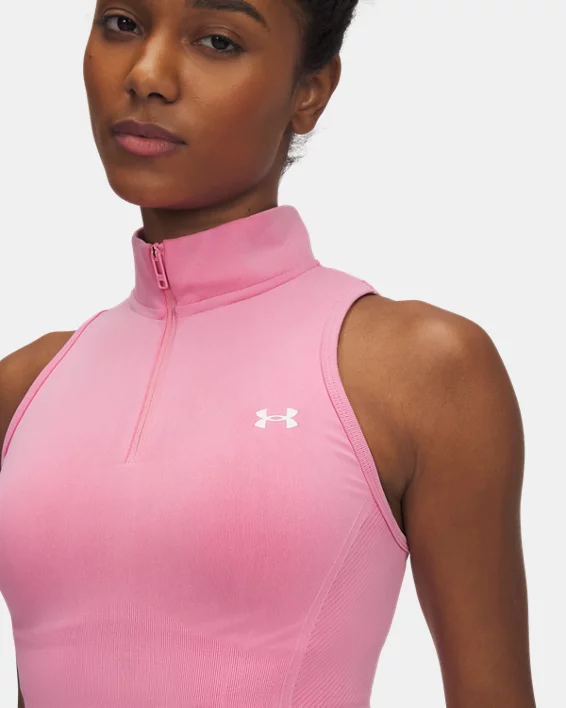 Under Armour Parte superior con cremallera de efecto lavado sin costuras ni mangas UA Vanish para mujer   Tienda