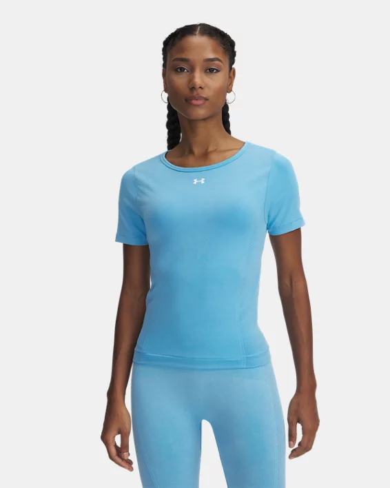 Under Armour Parte superior de manga corta de efecto lavado sin costuras UA Vanish para mujer