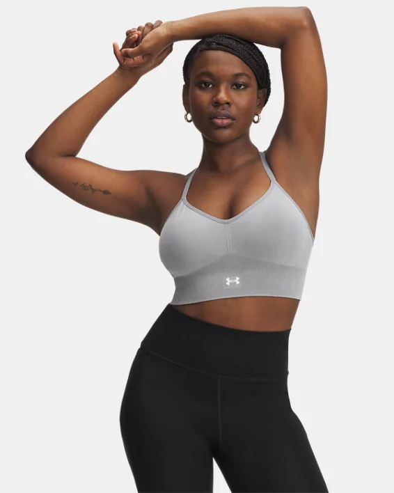 Under Armour Sujetador deportivo de sujeción baja sin costuras y de efecto lavado UA Vanish para mujer   Mejor oferta