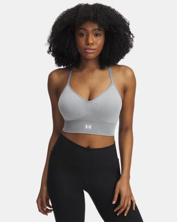 Under Armour Sujetador deportivo de sujeción baja sin costuras y de efecto lavado UA Vanish para mujer   Mejor oferta
