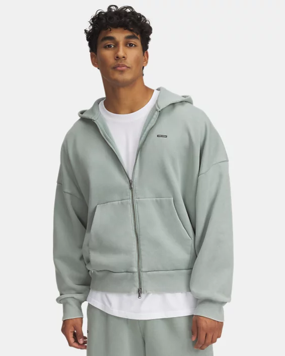 Under Armour Sudadera con cremallera completa UA Icon Heavyweight Fleece Wash para hombre