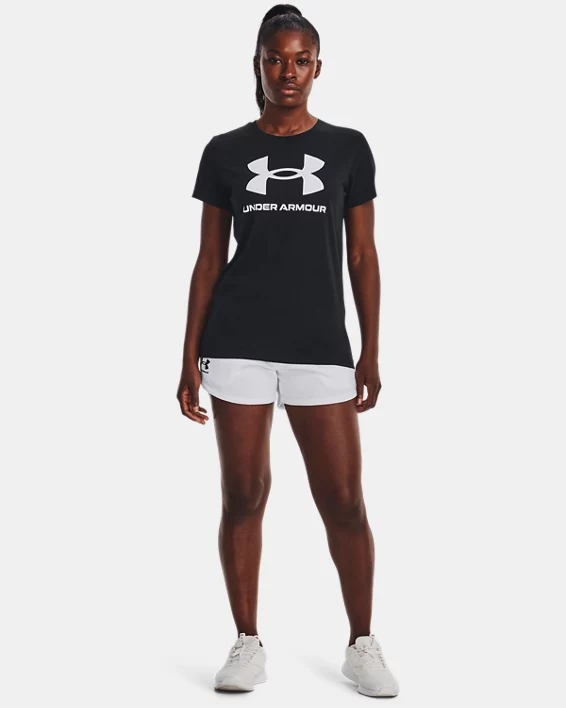 Under Armour Camiseta de manga corta con logotipo UA Rival para mujer   Promoción trimestral