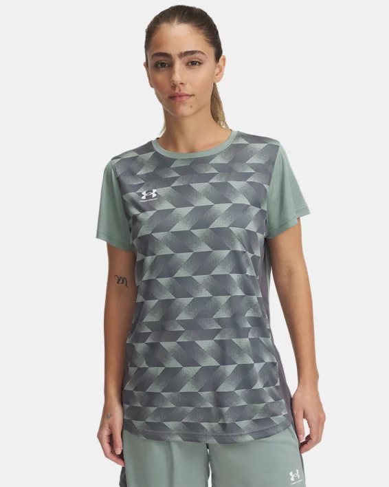Under Armour Camiseta estampada de manga corta para entrenamiento UA Challenger para mujer