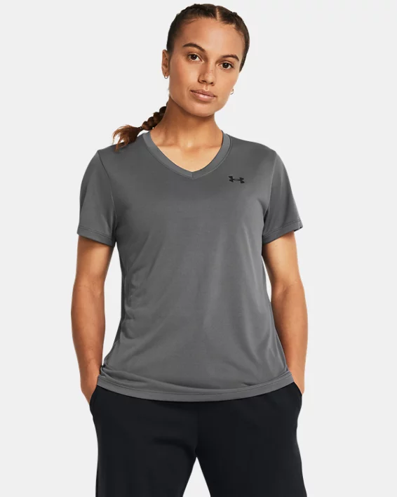 Under Armour Camiseta de manga corta con cuello de pico UA Tech™ para mujer