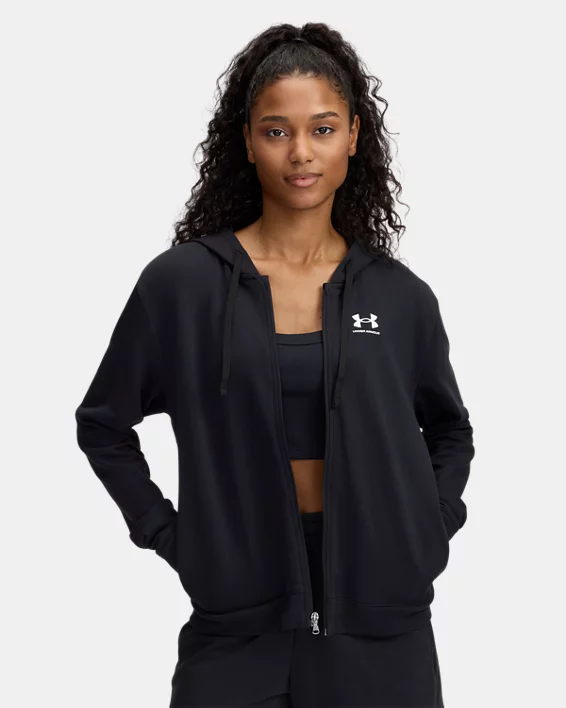 Under Armour Sudadera con cremallera completa UA Rival Terry para mujer   Oferta exclusiva