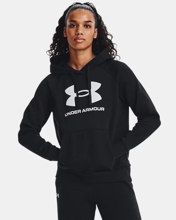Under Armour Sudadera con capucha de tejido Fleece UA Rival Big Logo para mujer