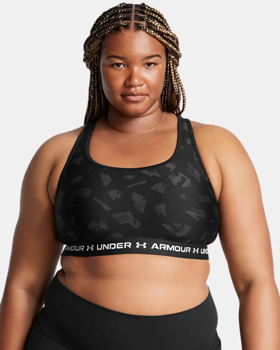 Under Armour Sujetador deportivo de impacto medio Armour® Crossback Print para mujer