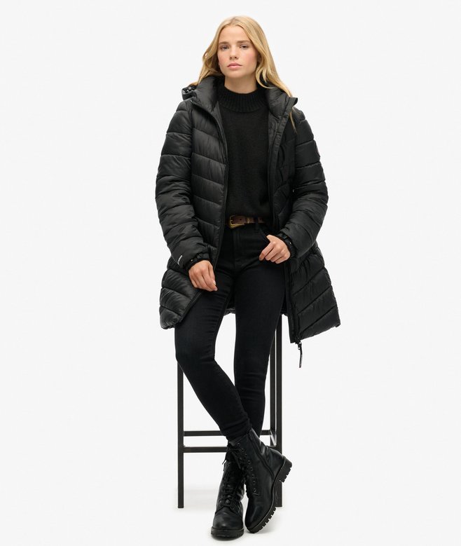 superdry Abrigo acolchado de largo medio con capucha Fuji Solo queda un día