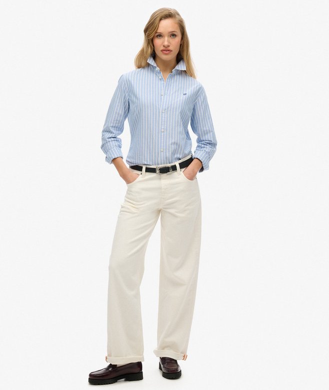 superdry Camisa Oxford de corte ajustado y manga larga Descuentos del mes