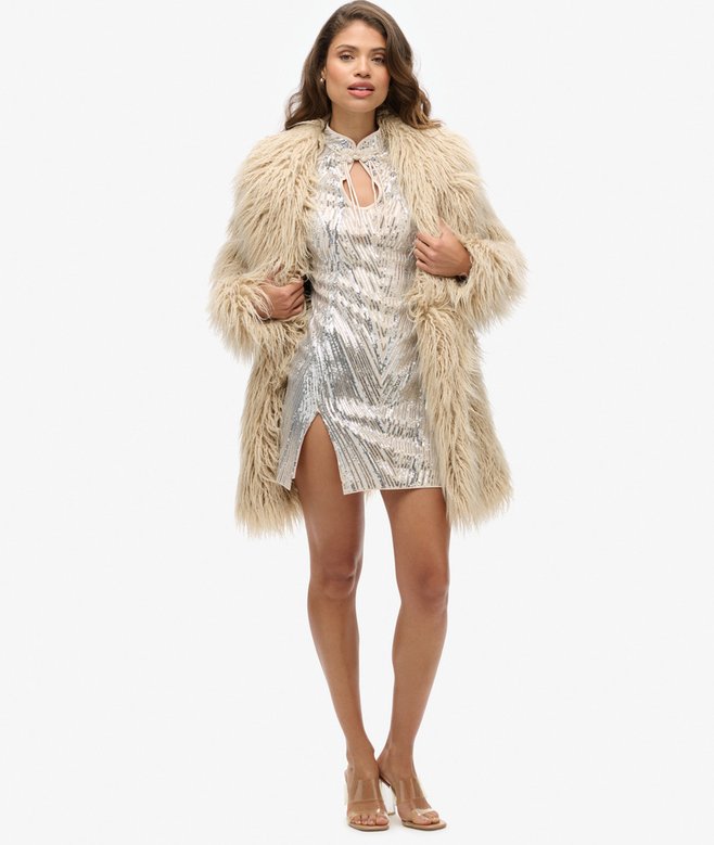 superdry Minivestido con cuello mao y lentejuelas Ventas relámpago