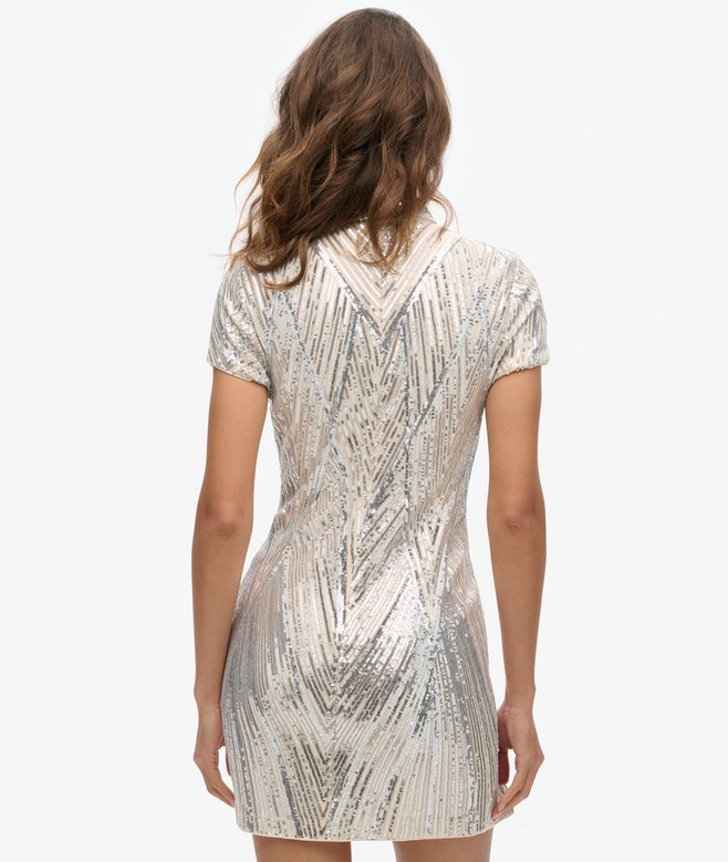 superdry Minivestido con cuello mao y lentejuelas Ventas relámpago