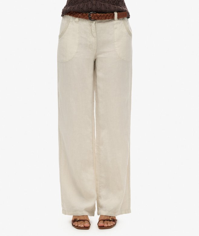 superdry Pantalones de lino de talle bajo Tienda