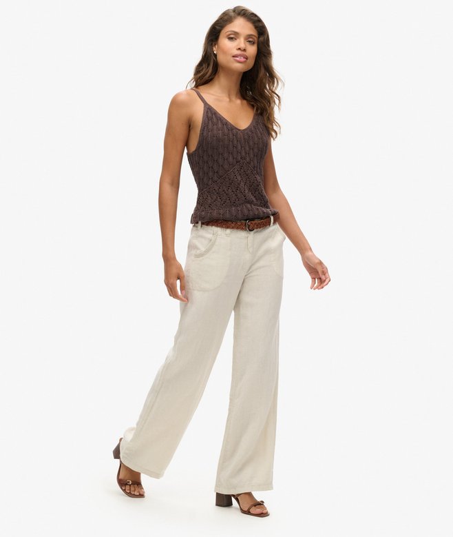 superdry Pantalones de lino de talle bajo Tienda