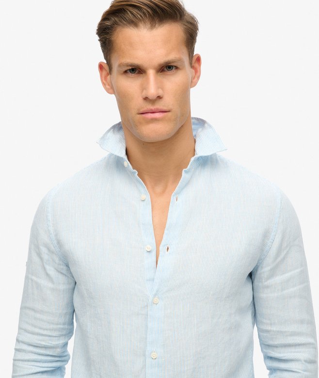 superdry Camisa de manga larga de lino informal Última moda