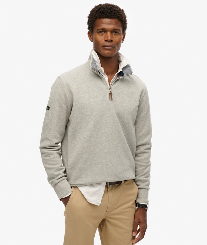 superdry Sudadera de piqué con media cremallera Core