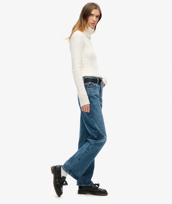 superdry Vaqueros de algodón orgánico talle medio y pernera ancha Outlet