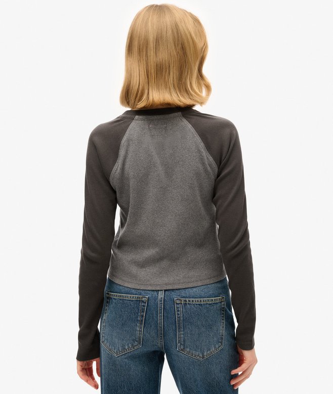 superdry Top ajustado de canalé y manga larga Athletic Essentials Venta caliente